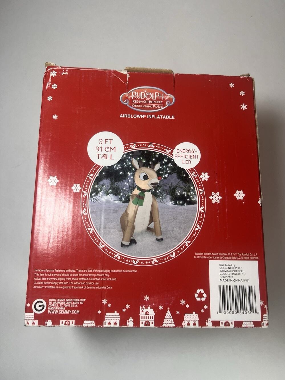 Gemmy Christmas Rudolph Inflatable Airblown Red-Nosed Reindeer 3 Ft Discontinued